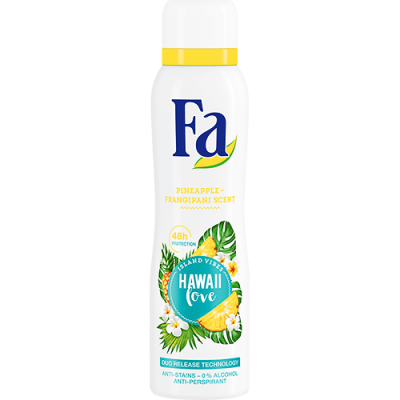Fa Hawaii Love Antiperspirant Pineapple Frangipani Scent 48 hr Protection Spray 150 ml